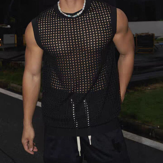 Sleeveless T-shirt fitness mesh camisole top