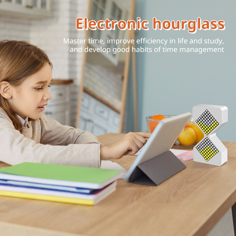 Cyber-style LED electronic sand timer: gravity-sensing, tech decompression toy