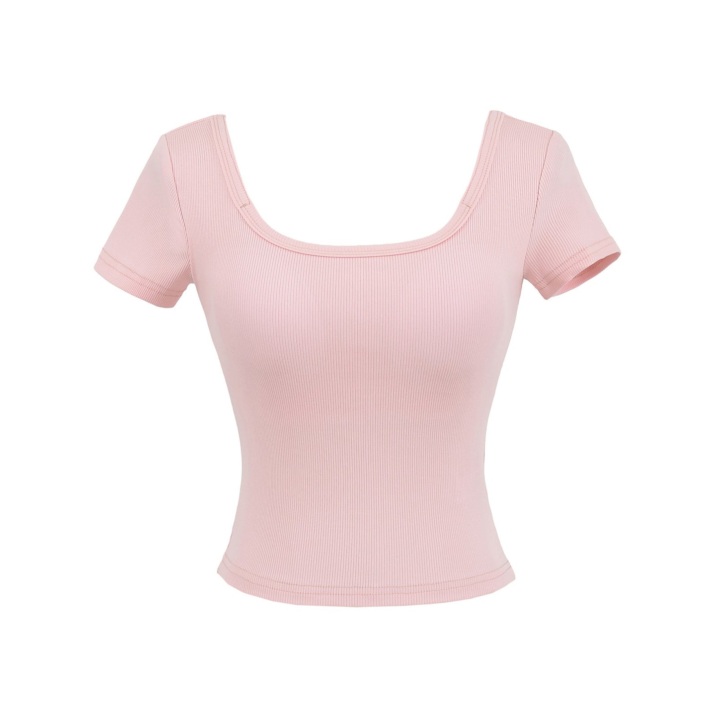 Fitness yoga wearing short sleeved T-shirt